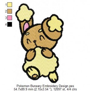 Pokemon Buneary Embroidery Design